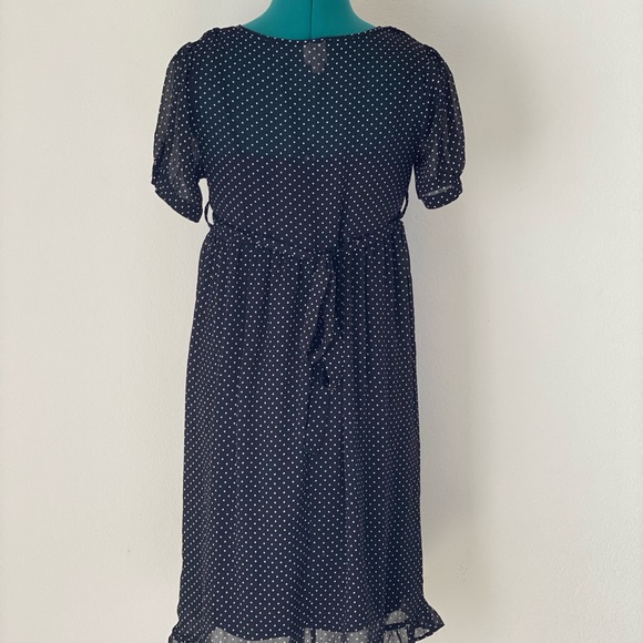 SOLD and white chiffon polka-dot vintage dress - Picture 6 of 8